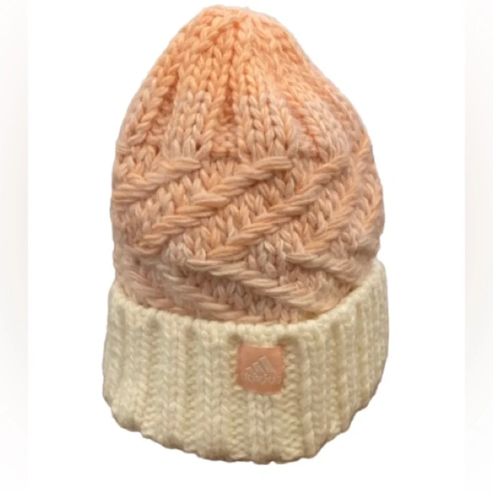 Adidas Pink/Peach/Cream Knit Beanie Hat Women’s